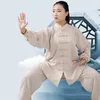 Ubrania etniczne unisex tai chi mundury tradycyjne chińskie styl orientalne Wushu Kostiumy lniane bawełniane skrzydło.