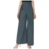 Pantaloni da donna 2023 per donna pantaloni lunghi in vita con sacchetto di carta casual in lino di cotone con tasche regolabili con cintura da donna