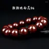 Bracciale Strand Zi Jin Shu Perline rotonde Pelle oro nero Bodhi Rosso violaceo Collezionismo-Rosario autografo Boutique