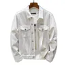 Erkek Ceketler Sonbahar Giyim Beyaz ve Siyah İnce Denim Ceket Erkek Günlük Kovboy Erkek Yakdım Pamuk Jean Man için M-5XL