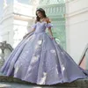 Fabuleux robe de bal perlée robes de Quinceanera robes de bal en dentelle appliquée avec enveloppement décolleté en coeur balayage train doux 15 robe de mascarade corset