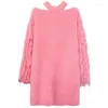 Women's Sweaters Knitted Fringe Hair Neck Sweater Off-the-shoulder Long Cover Head Korean Version Autumn And Winter