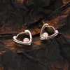 Orecchini a cerchio in argento sterling 925 con cuore cavo e perla con fibbia per orecchio per le donne Accessori per gioielli semplici francesi per feste di matrimonio