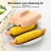 Dubbelpannor Mikrovågsugn Corn Cooker Matklass PP Nej BPA Mikrovågbar Portable 2 COBS Steaming Home Kitchen Cooking Tool With Band