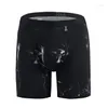 Cuecas estiramento perna longa boxershorts homens roupa interior de seda gelo respirável esporte shorts boxer briefs sexy bolsa convexa