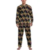 Herren-Nachtwäsche, rosa Pferd-Pyjama, hübsches Tier-Männer-Langarm-Kawaii-Pyjama-Set, zweiteilig, lässig, Herbst-Design, Nachtwäsche, Geschenk