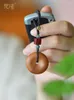 Charm Bracelets Peach Wood Peace Buckle Car Keys Pendant Artistic Round Cake Package Men And Women Couple