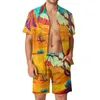 Męskie dresy pustyni w nocy męskie zestawy streszczenie natury Casual Shirt Zestaw nowatorskich szorty plażowe letnie kombinezon dwuczęściowy ubrania plus