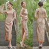 Ethnische Kleidung Frauen Spitze Frühling Autunm Soziale Etikette Kleid weibliche Stickerei Qipao chinesische traditionelle klassische Cheongsam