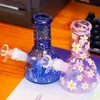 Atacado Rosa Mini Bong Heady Daisy Beaker Dab Rigs Downstem Perc Tubulação de Água Bubblers Azul Celestial Grosso Cachimbos de Cachimbo para Fumar