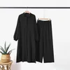 Women's Two Piece Pants Long Tshirt Tops Two-Piece Set Y2K 2023 Summer Muslim Abaya Sets Women Islamic Clothing Wide Leg Shirt Top