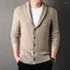 Pulls pour hommes Automne et hiver Chunky Twist Pull à revers Cardigan tricoté Épaissi Mode Simple Polyvalent