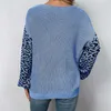 Damessweaters Kleurblok Luipaardprint Trui met strik aan de voorkant en mouwen Zomertops voor dames op kantoor