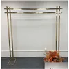 Decorazione per feste Arco di nozze Shiny Puntelli in oro Doppio palo Quadrato Supporto per fiori Cornice per esterni Scaffale Sfondo Decor Consegna di goccia Hom Dh9Ci