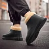 Bottes hiver hommes imperméable décontracté neige sans lacet talons plats coton rembourré chaussures mâle chaud grande taille hommes épais peluche cheville Botas