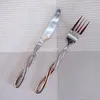 Servis uppsättningar Silver Western Table Gaffel Fork Fork Spoon Twist Series Restaurant