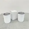 10 oz Klasik Beyaz Termos Termal Boş Süblimasyon Çift Duvarlı Vakum Yalıtımlı Paslanmaz Çelik Lowball Tumbler Kahve Su Seyahat Kupa DIY Baskı için