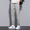 Męskie spodnie 2023 Wiosną Lato 97%bawełniane kostki mężczyźni zwykłe Slim Fit cienki solidny kolor szary marki spodnie Mężczyzna 28-38