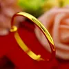 Bangle 4mm Solid Smooth Adjust Bracelet For Women Girl 18k Yellow Gold Filled Classic Fashion Simple Style Lady's Jewelry Gift