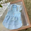 Vêtements d'été pour chiens, section fine, robe de princesse de rêve bleue, en dentelle délicate, pour chiot, Bichon Yorkshire maltais, vêtements mignons et mignons