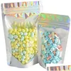 Packing Bags Wholesale Resealable Stand Up Zipper Aluminum Foil Pouch Plastic Holographic Smell Proof Bag Food Storage Packaging Dro Ot7Hf