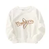 Hoodies Sweatshirts Little Maven Baby Girls White Sweatshirt Cotton Soft and Comfort Fashion Tops med stickat plan för barn 230905