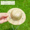 Ropa para perros Mascota Paja Tejida Sombrero Sombrero Suministros Lindo Traje para Gato Exquisito Práctico Ajustable Cachorro Mini Moda