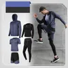 Ropa deportiva de moda, conjunto de entrenamiento para correr, ropa deportiva informal para hombre, pantalones cortos, medias de secado rápido, conjunto de cinco piezas de manga corta