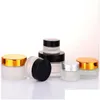 Packing Bottles Wholesale 5G 10G Glass Jar Face Cream Bottle Cosmetic Empty Container With Black Sier Gold Lid And Inner Pad For Lot Otgcm