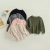 Пуловер Осень-Зима для маленьких мальчиков и девочек с длинными рукавами, однотонный вязаный свитер для маленьких мальчиков и девочек, пуловеры, свитера, джемпер, одежда 230906
