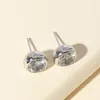 Stud Earrings 10mm Piercing Diamond Round Zircon For Women Girl Gold Silver Plated Luxury Brincos Gift Simple Jewelry