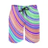 Herren Shorts Curve Print Board Bunte Streifen Klassisch Kurz Trenky Big Size Badehose Herren