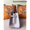 Mulheres Himalaia Bolsas Bkns Bolsa Sliver Hardware Couro De Crocodilo Com Sliver Hardware 5a Handmade Gurok Branco Família Handqq HBEI9T7R