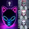 Halloween Party El Fox Masks Demon Slayers Cosplay Mask LED för män Kvinnor Halloween Props