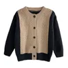 Pull 2023 Coréen Printemps Automne Enfants Garçons Cardigan Patchwork Tricoté Manteau Lâche Point Ouvert Stretch Tenue Pour Bébé 230905