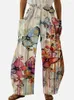 Women's Pants Wide Leg Full Length Flower Floral Graphics Pattern Printed Thin Hipster Fashion Summer Streetwear Trousers Women Clothing