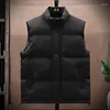 Men's Vests Solid Color Jacket Winter Warm Coats For Men Thickened Stand Collar Oversized Jackets Puffer Vest Sleeveless Zipper Coat