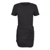 Casual Dresses Women's Short Sleeve Tight Pleated Bag Buttock Dress Wedding Guest Party Office Lady Pend Commute Elegant Formal Mini