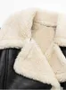 Leder Ernte Jacke Frauen Verdicken Pelz Revers Langarm Weibliche Kurze Jacken 2023 Herbst Winter Mode Doppelseitige Dame Mantel