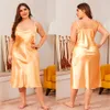 Plus Size Dresse Size Pyjamas Dress V Neck Full Slip Lounge Sleepwear Satin Silk House Nightgown Sexig Nighty 3XL 230905