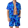 Homens Tracksuits Homens Tropical Floral Homens Define Flor Vermelha Imprimir Shorts Casuais Praia Camisa Set Verão Vintage Terno Mangas Curtas Grande