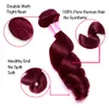 البرودة البارز Lace Luduna 99J Gelombang Longgar Bunldes Rambut Manusia Burgundy Bundel Remy Brasil Warna Merah Ekstensi Tenun 230905