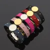 V-Round dubbelsidig läderarmband Nagelarmband Kvinnor Män Designer Jewelry B098