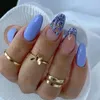 False Nails 24pcs/box Pink Glitter French With Jelly Glue Full Cover Reusable Adhesive Acrylic Fake Press On
