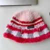 Berets Designer Hand-made Beanies Crochet Contrast Knitted Hat Women Autumn Winter Color Stripes Bucket Niche Retro Fisherman