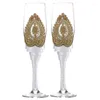 Verres à vin 2 pièces ensemble de coupe de Champagne de mariage mariée et marié robe noire blanche décorative pour cadeau de saint valentin