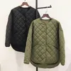 Femme's Down Winter 2023 Femmes Veste Parkas à simple boutonnage Avant Long Dos Court Lâche Dames Plaid Noir Vert Warmlong Manteau à manches longues