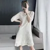 Robes décontractées robe en dentelle femmes style grande taille vêtements tempérament lâche manches creuses mi-longueur a-ligne blanc