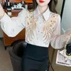 Camicette da donna Camicetta ricamata autunnale Camicia in chiffon a maniche lunghe da donna Abbigliamento 2023 Design Sense Top