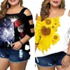 T-shirt femme grande taille été 5XL hauts t-shirt femmes paillettes évider ed t-shirts noirs femme tunique à épaules dénudées t-shirt 230906